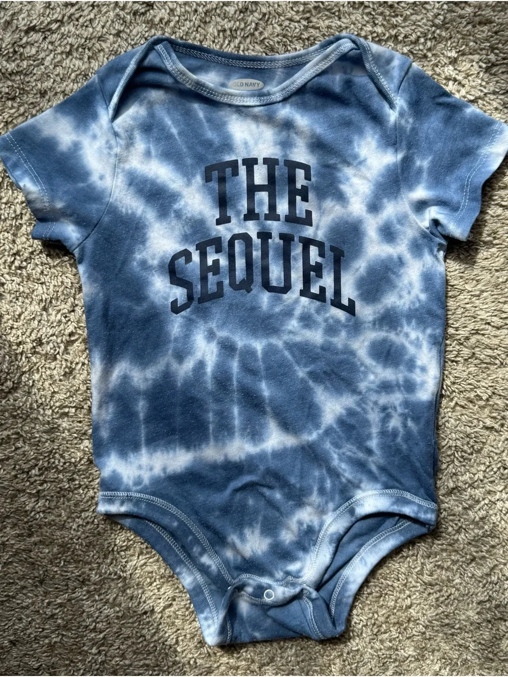 Old Navy “The Sequel” Blue Tie Dye Graphic Bodysuit 18-24M